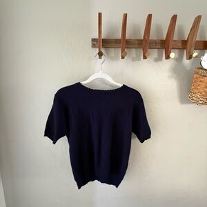 Navy Short Sleeve Sweater